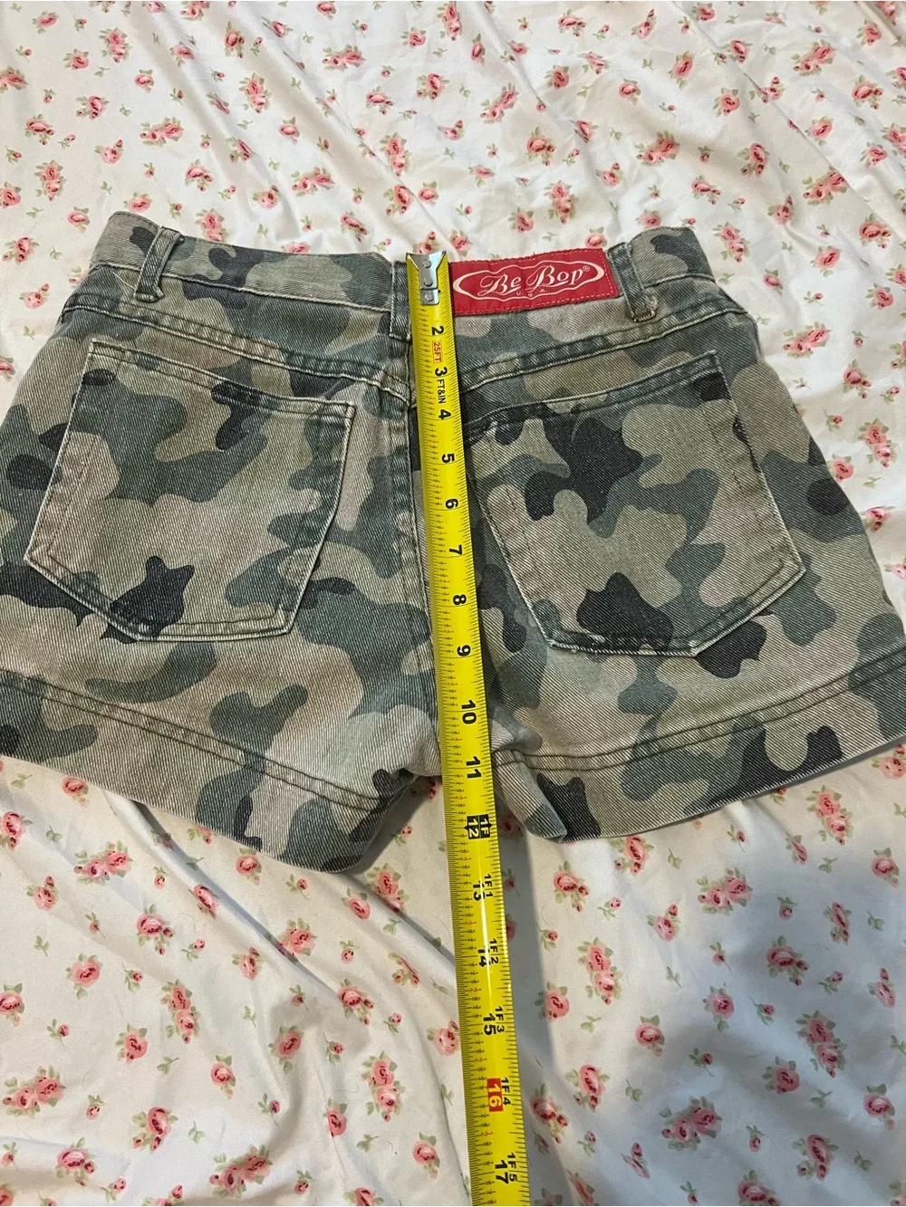 vintage camo denim shorts